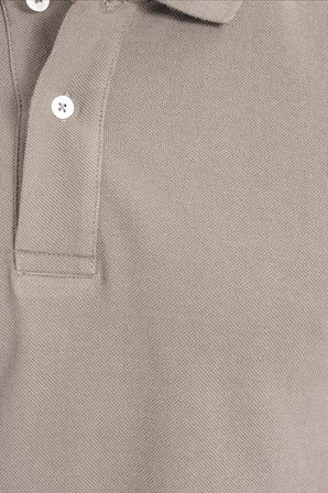 Slim Fit Dar Kesim %100 Pamuk Erkek Polo Yaka Gri Tişört