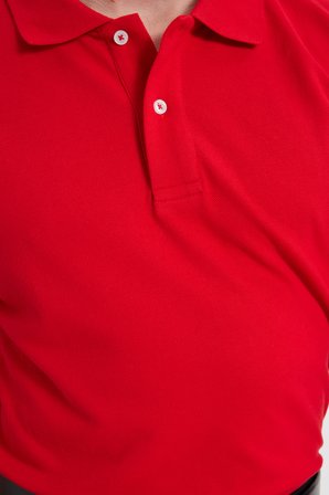 Erkek Slim Fit Dar Kesim %100 Pamuk Kısa Kollu Polo Yaka Kırmızı Tişört