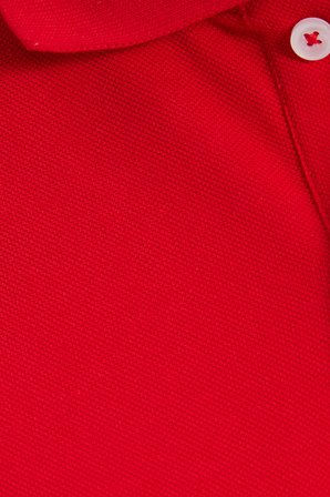 Erkek Slim Fit Dar Kesim %100 Pamuk Kısa Kollu Polo Yaka Kırmızı Tişört