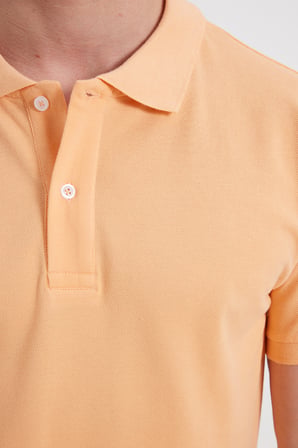 Erkek Slim Fit Dar Kesim %100 Pamuk Turuncu Polo Yaka Tişört