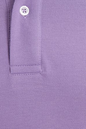 Erkek Slim Fit Dar Kesim %100 Pamuk Kısa Kollu Polo Yaka Mor Tişört