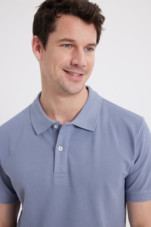 Erkek Slim Fit Dar Kesim %100 Pamuk Kısa Kollu Polo Yaka Gri Tişört