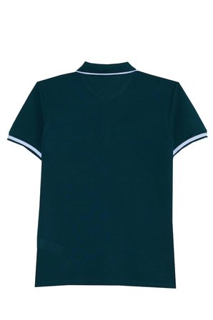 Erkek Slim Fit Dar Kesim %100 Pamuk Jakarlı Düz Yaka ve Kol Detaylı Yeşil Polo Yaka Tişört