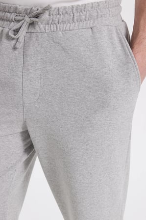 Erkek Gri Pamuklu Baggy Fit Rahat Kesim Beli Bağcıklı Yan Cepli Örme Eşofman Altı