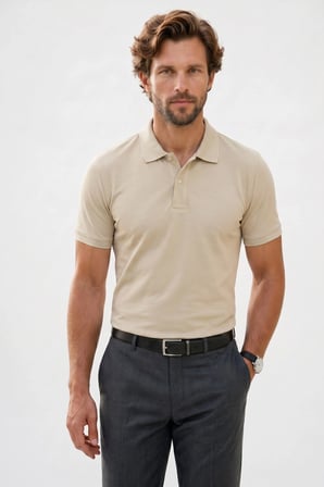 Erkek Slim Fit Dar Kesim Premium Seri %100 Pamuk Yumuşak Dokulu Merserize Gri Polo Yaka Tişört 