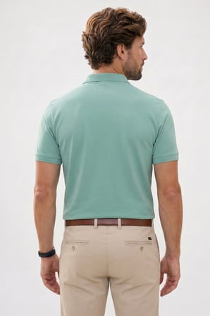Erkek Slim Fit Dar Kesim Premium Seri %100 Pamuk Yumuşak Dokulu Merserize Yeşil Polo Yaka Tişört 