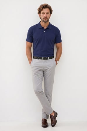 Erkek Slim Fit Dar Kesim Premium Seri %100 Pamuk Yumuşak Dokulu Merserize Lacivert Polo Yaka Tişört 