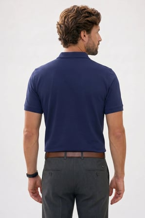 Erkek Slim Fit Dar Kesim Premium Seri %100 Pamuk Yumuşak Dokulu Merserize Lacivert Polo Yaka Tişört 