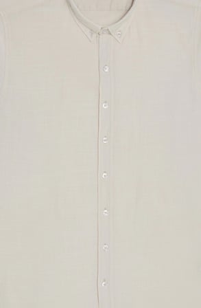 Erkek Slim Fit Dar Kesim %100 Pamuk Düğmeli Yaka Flam Keten Ekru Gömlek