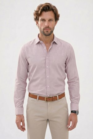 Erkek Regular Fit Klasik Kesim Uzun Kollu Nefes Alan Müslin Kumaş Bordo Gömlek