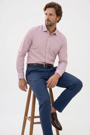 Erkek Regular Fit Klasik Kesim Uzun Kollu Nefes Alan Müslin Kumaş Bordo Gömlek