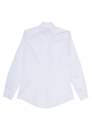 Kadın Slim Fit Dar Kesim %100 Pamuk Spor Yaka Gizli Pat Uzun Kollu Düz Oxford Leke Tutmaz Beyaz Gömlek