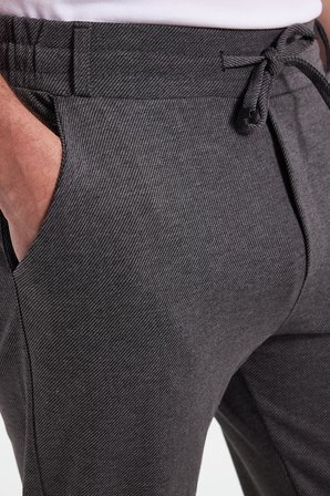 Erkek Slim Fit Pamuklu Beli Bağlamalı Yan Cepli Katlamalı Paça Jogger Gri Pantolon