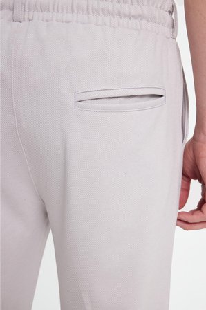 Erkek Slim Fit Pamuklu Beli Bağlamalı Yan Cepli Katlamalı Paça Jogger Gri Pantolon
