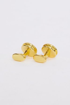 Erkek Oval Gold Detaylı Siyah Kol Düğmesi