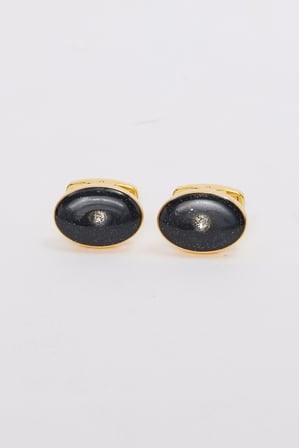 Erkek Gold Renk Oval Simli Görünümlü Kol Düğmesi