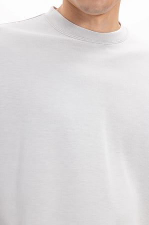 Erkek Standart Fit Normal Kesim Uzun Kollu Ekstra Soft Modal Kumaş Bisiklet Yaka Taş Sweatshirt