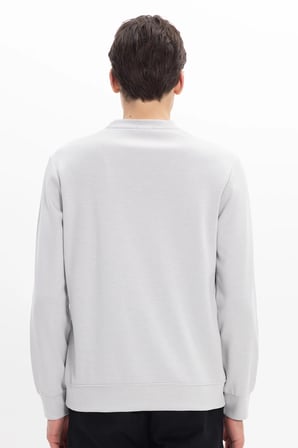 Erkek Standart Fit Normal Kesim Uzun Kollu Ekstra Soft Modal Kumaş Bisiklet Yaka Taş Sweatshirt