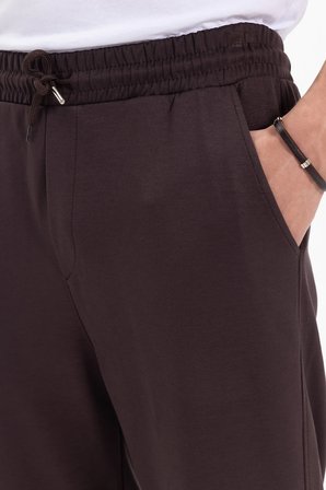 Erkek Kahverengi Baggy Fit Rahat Kesim Modal Kumaş Soft Doku Beli Bağcıklı Yan Cepli Eşofman Altı