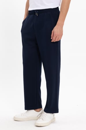 Erkek Lacivert Baggy Fit Rahat Kesim Modal Kumaş Soft Doku Beli Bağcıklı Yan Cepli Eşofman Altı