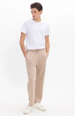 Erkek Koyu Vizon Baggy Fit Rahat Kesim Modal Kumaş Soft Doku Beli Bağcıklı Yan Cepli Eşofman Altı
