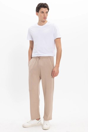 Erkek Koyu Vizon Baggy Fit Rahat Kesim Modal Kumaş Soft Doku Beli Bağcıklı Yan Cepli Eşofman Altı