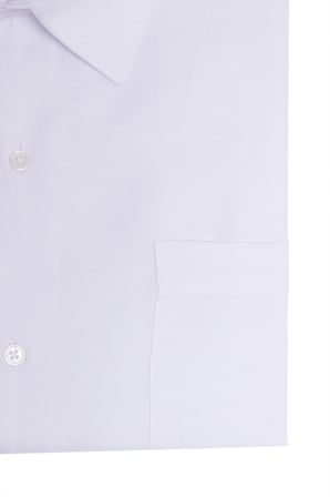 Erkek Big Size Büyük Beden Pamuklu Klasik Yaka Kısa Kollu Tek Cepli Armürlü Beyaz Gömlek 