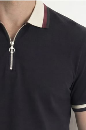 Erkek Slim Fit Dar Kesim %100 Pamuk Kısa Kollu Yarım Fermuarlı Siyah Polo Yaka Tişört