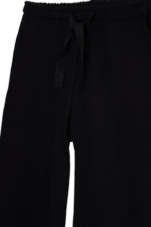 Kadın %100 Pamuk Baggy Fit Rahat Kesim Lastikli Bel Müslin Kumaş Cepli Siyah Pantolon