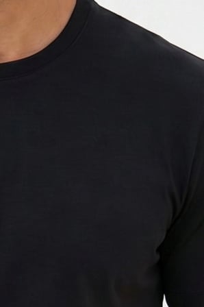 Erkek Regular Fit Klasik Kesim Ekstra Soft Modal Kumaş Bisiklet Yaka Kısa Kollu Siyah Tişört
