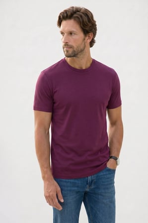 Erkek Regular Fit Klasik Kesim Ekstra Soft Modal Kumaş Bisiklet Yaka Kısa Kollu Bordo Tişört