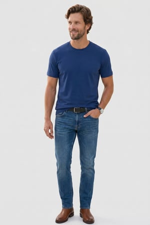 Erkek Regular Fit Klasik Kesim Ekstra Soft Modal Kumaş Bisiklet Yaka Kısa Kollu Lacivert Tişört