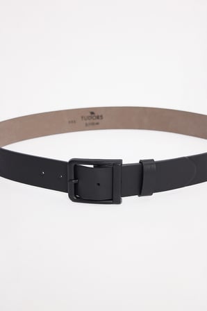 Erkek Mat Siyah Kare Tokalı 4 Cm Kemer