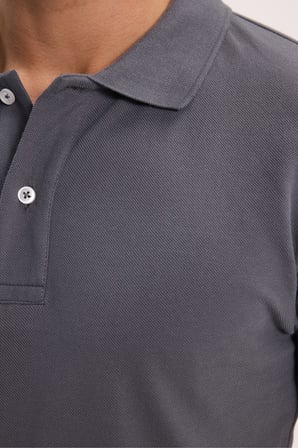 Erkek Slim Fit Dar Kesim %100 Pamuk Kısa Kollu Polo Yaka Antrasit Tişört