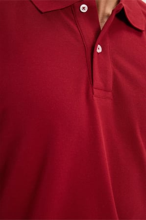 Erkek Slim Fit Dar Kesim %100 Pamuk Kısa Kollu Polo Yaka Bordo Tişört