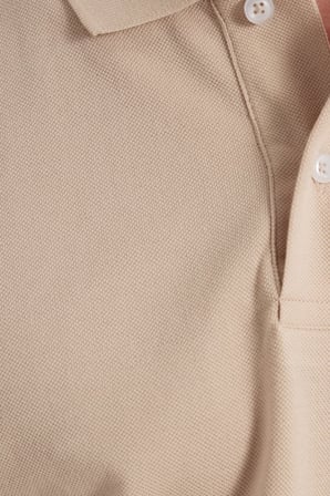 Erkek Slim Fit Dar Kesim %100 Pamuk Kısa Kollu Polo Yaka Ekru Tişört