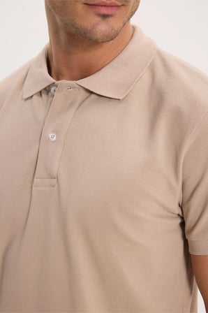 Erkek Slim Fit Dar Kesim %100 Pamuk Kısa Kollu Polo Yaka Taş Tişört