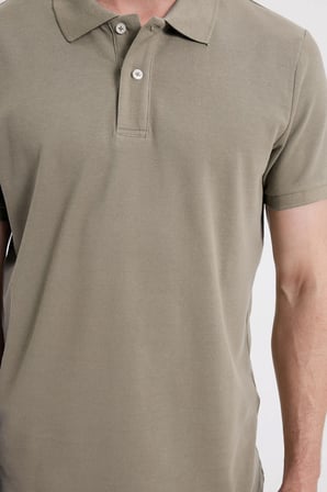 Erkek Slim Fit Dar Kesim %100 Pamuk Kısa Kollu Polo Yaka Vizon Tişört