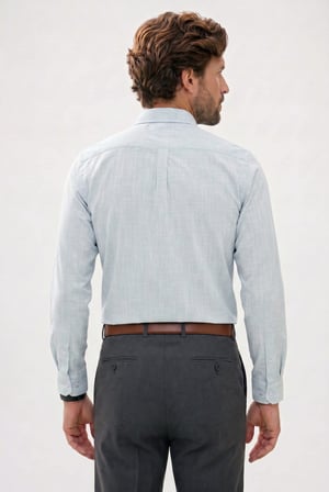 Erkek Slim Fit Dar Kesim Uzun Kollu %100 Pamuk Keten Efektli Düğmeli Yaka Rahat Yeşil Gömlek