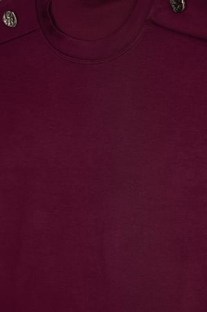 Kadın Oversize Geniş Kesim Bisiklet Yaka Omzu Düğmeli Likralı Bordo Viskon Bluz