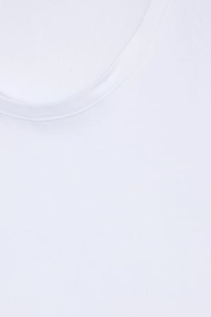 Kadın Slim Fit Dar Kesim Pamuklu Likralı Bisiklet Yaka Ay Kol Beyaz Tişört