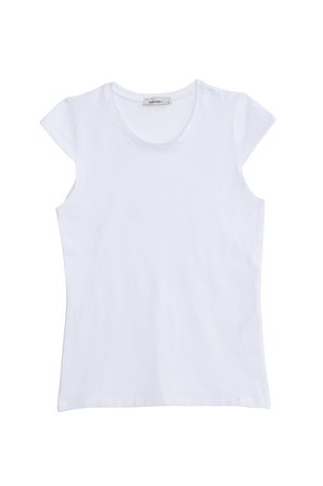 Kadın Slim Fit Dar Kesim Pamuklu Likralı Bisiklet Yaka Ay Kol Beyaz Tişört