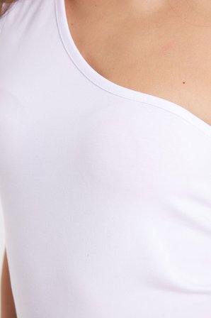 Kadın Slim Fit Dar Kesim Pamuklu Kolsuz Beyaz Crop Atlet