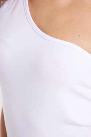 Kadın Slim Fit Dar Kesim Pamuklu Kolsuz Beyaz Crop Atlet