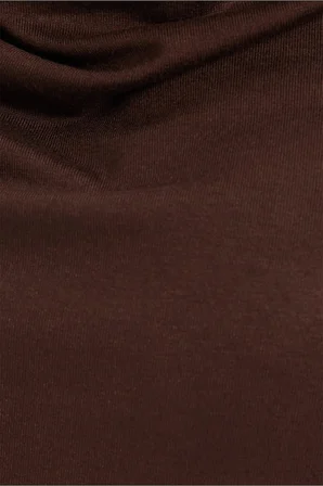 Kadın Oversize Rahat Kesim Asimetrik Yaka Kısa Kol Kahverengi Viskon Bluz