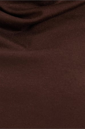 Kadın Oversize Rahat Kesim Asimetrik Yaka Kısa Kol Kahverengi Viskon Bluz