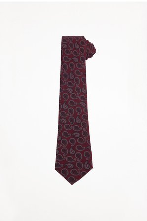 Erkek Bordo Paisley Desenli Klasik Kravat ve Cep Mendili Takımı