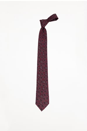 Erkek Bordo Paisley Desenli Klasik Kravat ve Cep Mendili Takımı