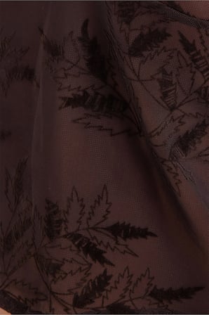 Kadın Slim Fit Dar Kesim V Yaka Uzun Kollu Dantel Detaylı Kahverengi Bluz