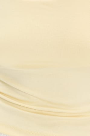 Kadın Slim Fit Dar Kesim Pamuklu Kare Yaka Kısa Kollu Sarı Tişört